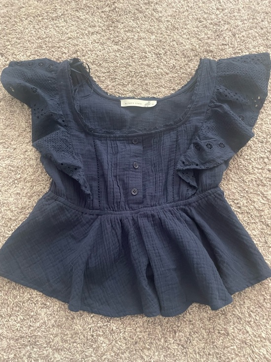 Altar'd State Tops - Altar'd State Navy Lace-Trim Top
